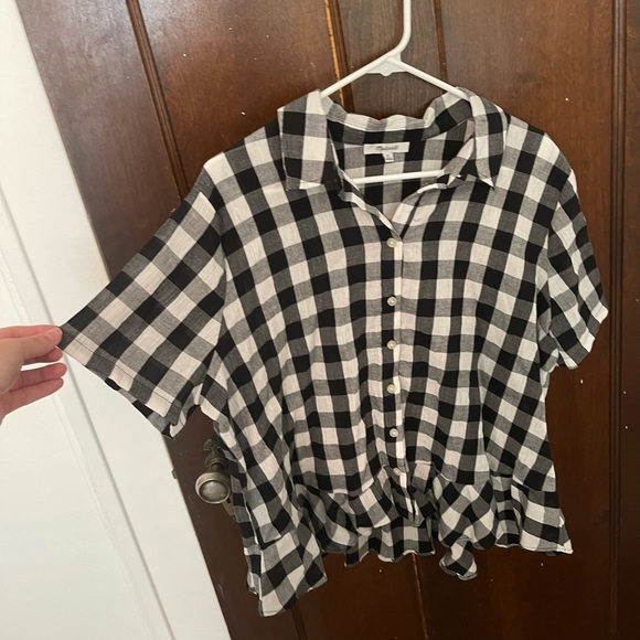 NWOT Madewell BW Gingham Button-up Blouse Size XL - Picture 2 of 6